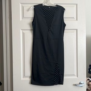 SHEIN curve black satin dress with mesh cutouts